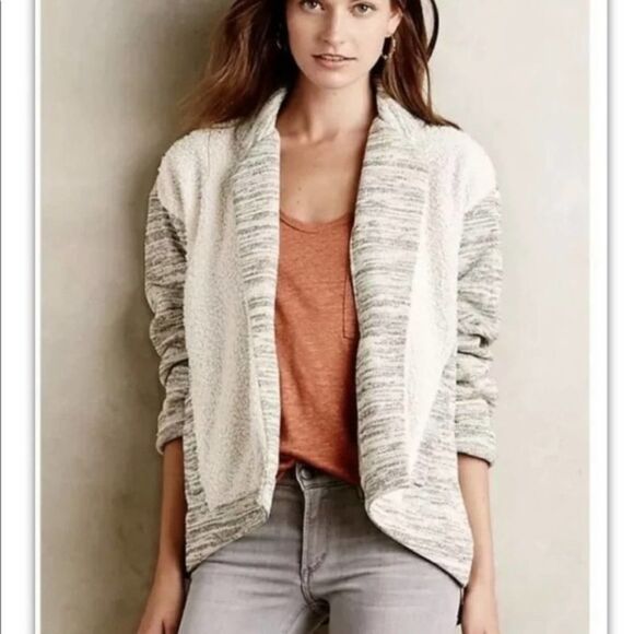 Anthropologie Saturday Sunday Moelleux Cardigan Open Front Sherpa Sweater Warm - Picture 3 of 10